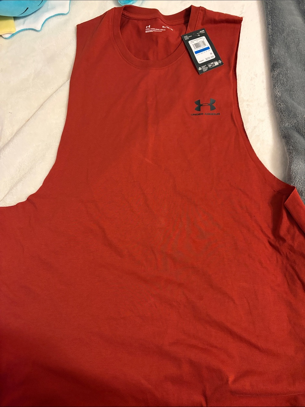 Under Armour Men’s loose UA Left Chest Cut Off Rust Red Performance Tank